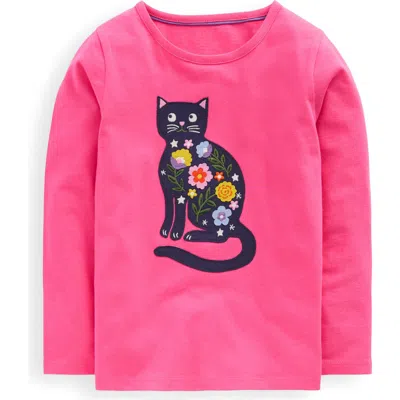 Mini Boden Kids' Long Sleeve Cotton Appliqué T-shirt In Pink