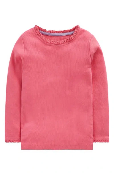 Mini Boden Kids' Long Sleeve Cotton Rib T-shirt In Pink