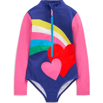 Mini Boden Kids' Long Sleeve One-piece Swimsuit In Blue