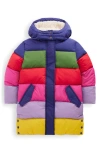 Mini Boden Kids' Longline Hooded Quilted Puffer Coat In Multi