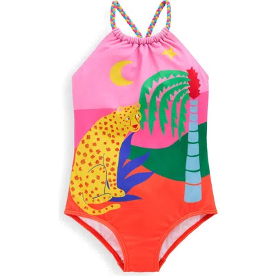Mini Boden Kids' Loop Back One-piece Swimsuit In Green