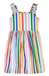 Mini Boden Kids' Luna Stripe Ruffle Cotton Sundress In Multi Rainbow Stripe