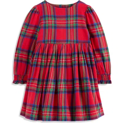 Mini Boden Kids' Madeline Plaid Long Sleeve Cotton Flannel Dress In Red