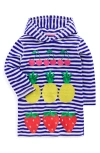 Mini Boden Kids' Mara Stripe Fruit Appliqué Terry Cloth Cover-up Tunic