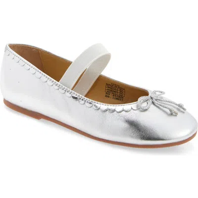 Mini Boden Kids' Metallic Ballet Flat In Silver Metallic