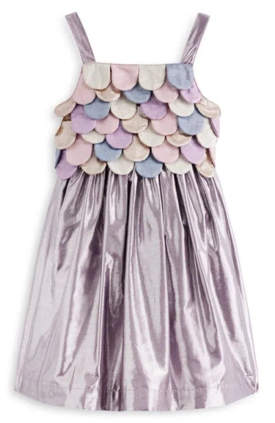 Mini Boden Kids' Metallic Mermaid Party Dress In Purple