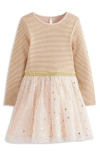 Mini Boden Kids' Metallic Stripe Tulle Skirt Dress In Brown