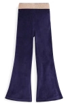 Mini Boden Kids' Metallic Velvet Flare Leggings In Blue