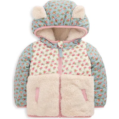 Mini Boden Babies'  Kids' Mixed Borg Hooded Jacket In Blue