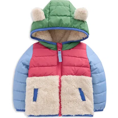 Mini Boden Babies'  Kids' Mixed Media Hooded Jacket In Multi