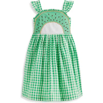 Mini Boden Kids' Novelty Fruit Strappy Gingham Dress In Green