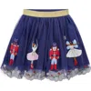 Mini Boden Kids' Nutcracker Appliqué Tulle Skirt In Blue
