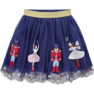 Mini Boden Kids' Nutcracker Appliqué Tulle Skirt In Blue