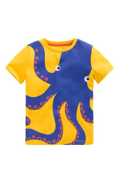 Mini Boden Kids' Octopus Cotton Graphic T-shirt In Yellow Octopus