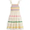 Mini Boden Kids' Odette Smocked Bodice Tiered Cotton Sundress In White