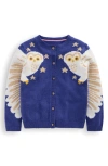 Mini Boden Kids' Owl Cardigan In Blue