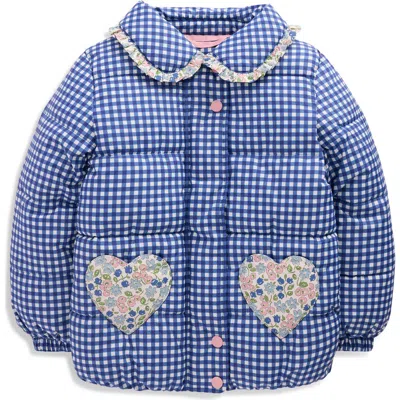 Mini Boden Kids' Padded Gingham Jacket In Blue