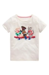 Mini Boden Kids' Paddleboard Appliqué Cotton Graphic T-shirt In Ivory Rafting Pets
