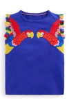Mini Boden Kids' Parrot Appliqué Sleeveless Cotton Graphic Tank