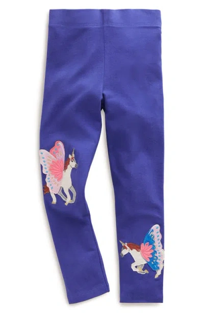 Mini Boden Kids' Pegasus Appliqué Leggings In Navy Unicorns