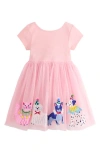 Mini Boden Kids' Pets Appliqué Jersey & Tulle Party Dress In Chalk Pink Circus Pets
