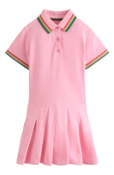 Mini Boden Kids' Piqué Jersey Polo Dress In Pink