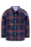Mini Boden Kids' Plaid Cotton Flannel Button-up Shirt In Blue