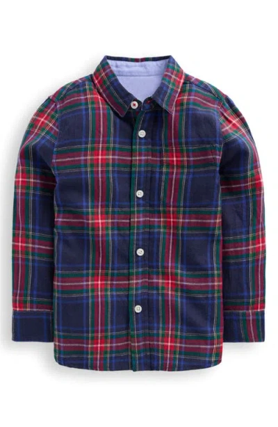 Mini Boden Kids' Plaid Cotton Flannel Button-up Shirt In Blue
