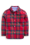 Mini Boden Kids' Plaid Cotton Flannel Button-up Shirt In Red