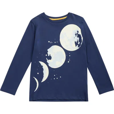 Mini Boden Kids' Planetary Long Sleeve Glow In Blue
