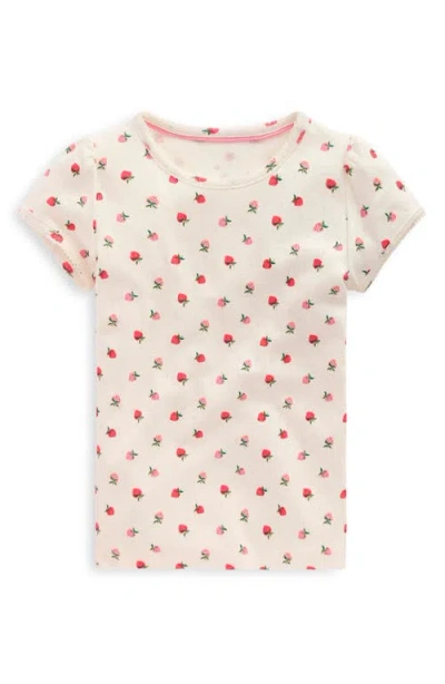 Mini Boden Kids' Pointelle Cotton T-shirt In White