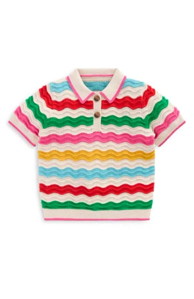 Mini Boden Kids' Pointelle Stitch Polo In Multi