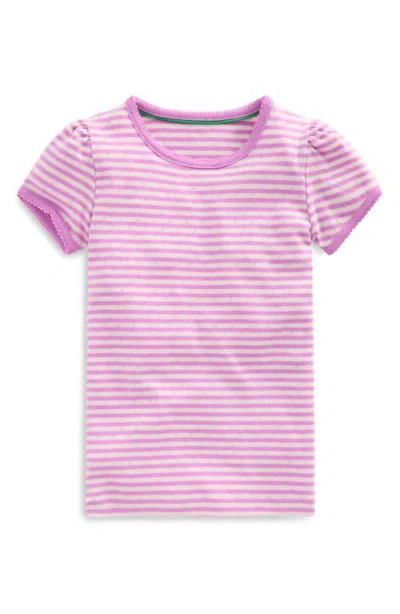 Mini Boden Kids' Pointelle Striped T-shirt In Purple