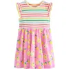 Mini Boden Kids' Poise Flutter Sleeve Cotton Dress In Chalk Pink Lemonade