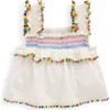 Mini Boden Kids' Pompom Accent Smocked Cotton Tank