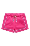 Mini Boden Kids' Pompom Trim Cotton Jersey Shorts In Raspberry Pink
