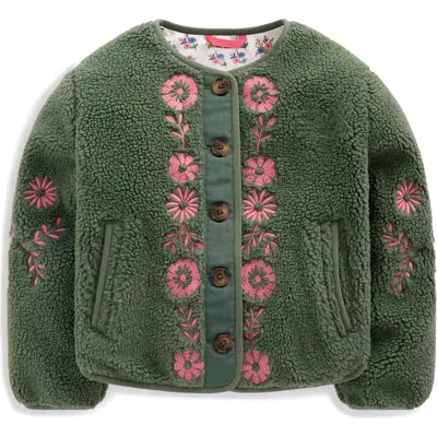Mini Boden Kids' Pretty Faux Shearling Jacket In Green