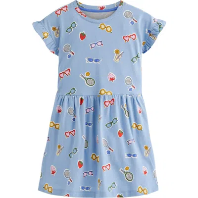 Mini Boden Kids' Print Cotton Jersey T-shirt Dress In Blue