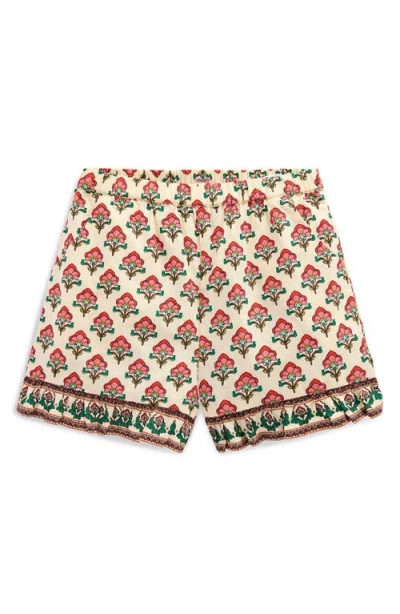 Mini Boden Kids' Print Cotton Ruffle Hem Shorts In Multi