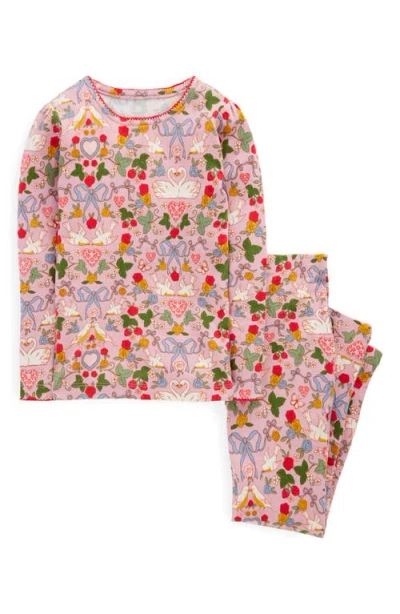 Mini Boden Kids' Print Fitted Two-piece Pajamas In Pink