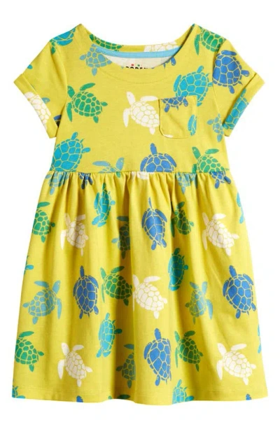 Mini Boden Kids' Print Jersey Dress In Zest Yellow Turtles