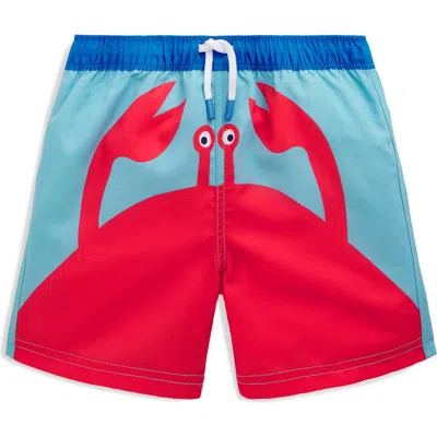 Mini Boden Kids' Print Swim Trunks In Blue