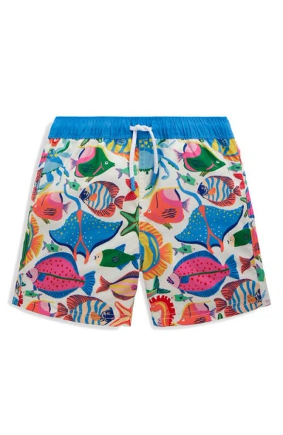 Mini Boden Kids' Print Swim Trunks In Multi