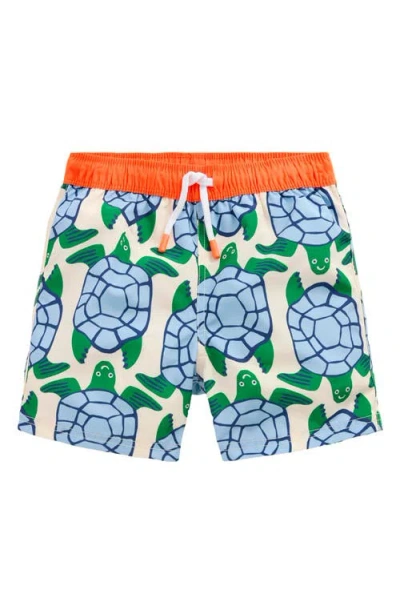 Mini Boden Kids' Print Swim Trunks In Blue