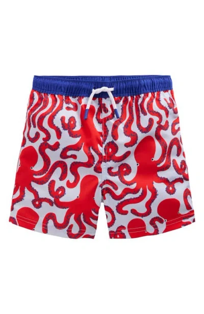 Mini Boden Kids' Print Swim Trunks In Misty Blue Octopus