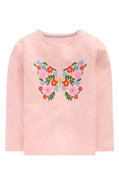 Mini Boden Kids' Puff Sleeve Appliqué T-shirt In Pink