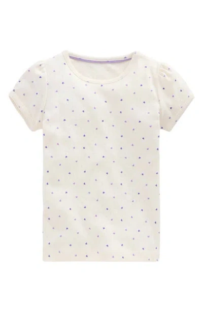 Mini Boden Kids' Puff Sleeve Cotton Pointelle T-shirt In Neutral