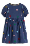 Mini Boden Kids' Puff Sleeve Double Cloth Dress In Blue