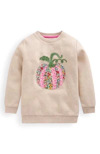 Mini Boden Kids' Pumpkin Appliqué Sweatshirt In Pink