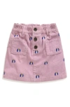 Mini Boden Button Pull-on Mini Skirt Zephyr Pink Pup Embroidery Girls Boden In Vintage Pink Pup Embroidery